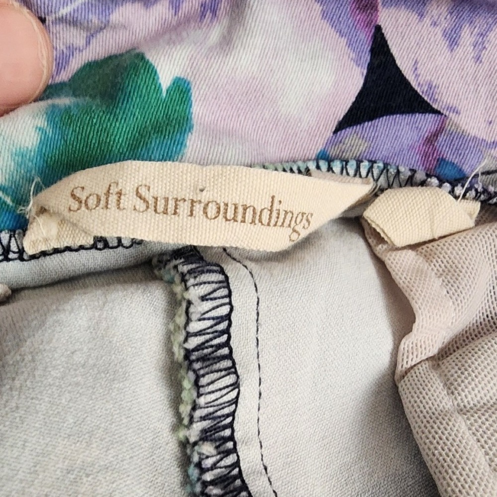 Soft‎ Surroundings Floral Print Cotton Blend Slim Leg Dress Pants PS - Picture 5 of 8